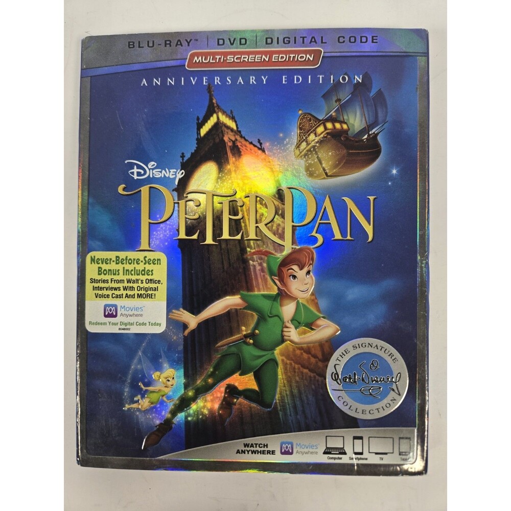 Disney Peter Pan Blu-ray DVD Signature Collection Anniversary Edition Slipcover!